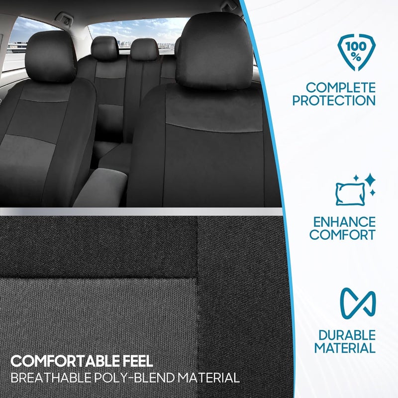 BDK PolyPro Car Seat Covers Full Set in Charcoal on Black – Front and Rear Split Bench Seat Covers for Cars, Easy to Install Car Seat Cover Set, Car Accessories for Auto Trucks Van SUV - Image 5
