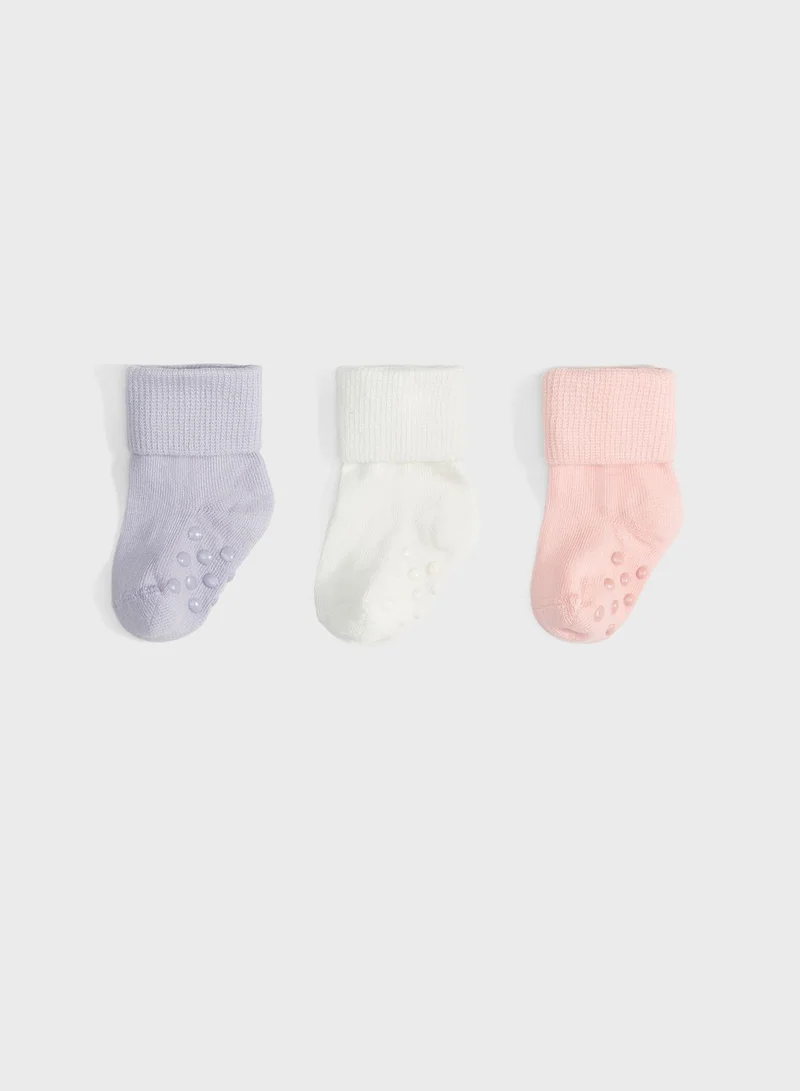 JUNE Kids 3 Pack Essential Anti Slip Socks