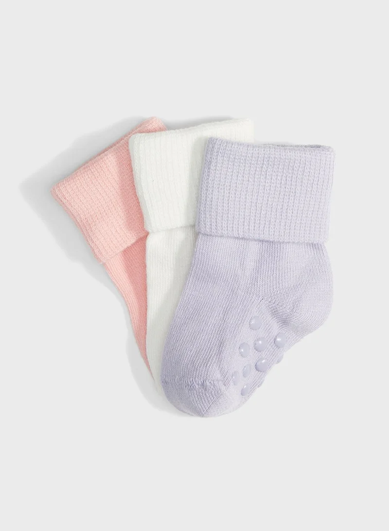 JUNE Kids 3 Pack Essential Anti Slip Socks