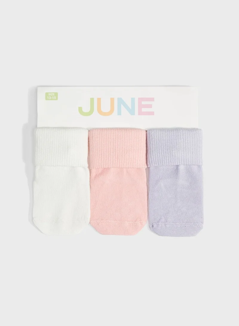 JUNE Kids 3 Pack Essential Anti Slip Socks