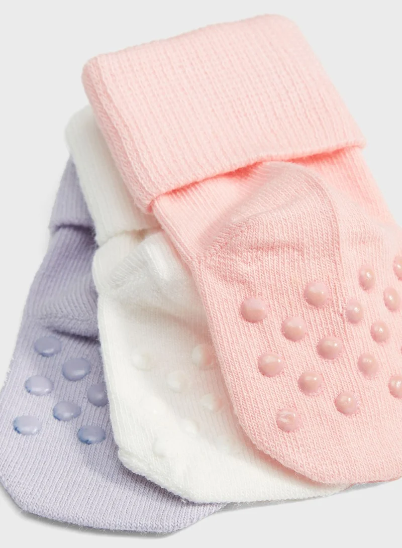 JUNE Kids 3 Pack Essential Anti Slip Socks