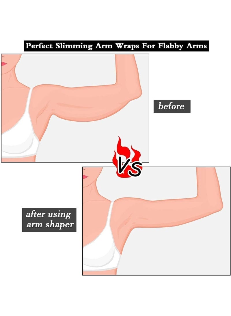 2 Pack Arm Slimming Shaper Wrap, Compression Sleeve, Elastic for Fat Loss, Sport Fitness Shapers, Helps Tone Shape, Suitable for Women Girls Weight Loss, Beige + Black - Image 5