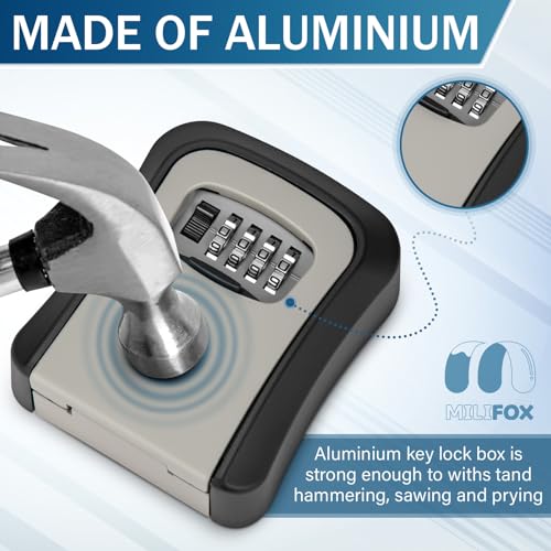 Milifox Key Lock Box Lock Box for Keys with Code Wall Mount Lockbox for Keys Outdoor Outside Realtor Small 4 Digit Combination Lockbox - Image 3