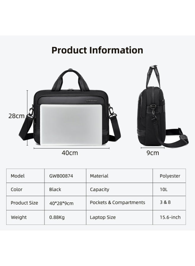 أركتيك هانتر حقيبة كمبيوتر محمول Arctic Hunter للرجال والنساء 2 في 1 حقيبة يد مكتبية مزودة بجيب للكمبيوتر المحمول مقاس 15.6 بوصة وحجرات متعددة وحزام كتف قابل للفصل وحقيبة مقاومة للصدمات والماء - Image 4
