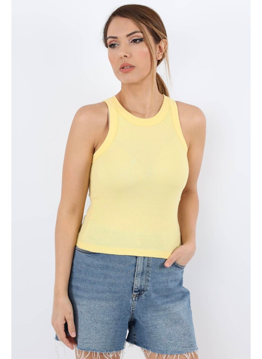 Ritnice - Women's Premium Texture Yellow Ribbed Cotton Undershirt - Image 1