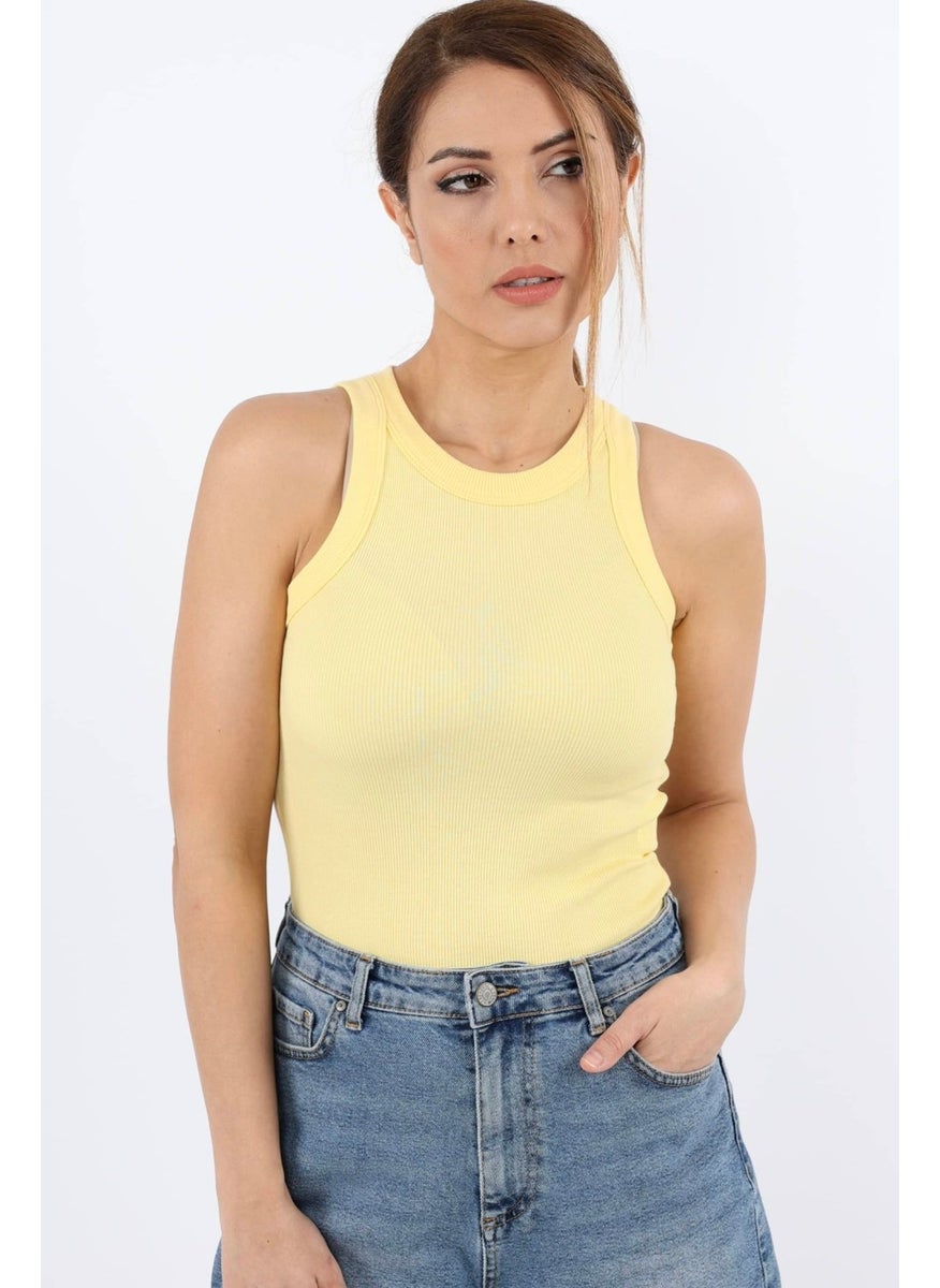 Ritnice - Women's Premium Texture Yellow Ribbed Cotton Undershirt - Image 1