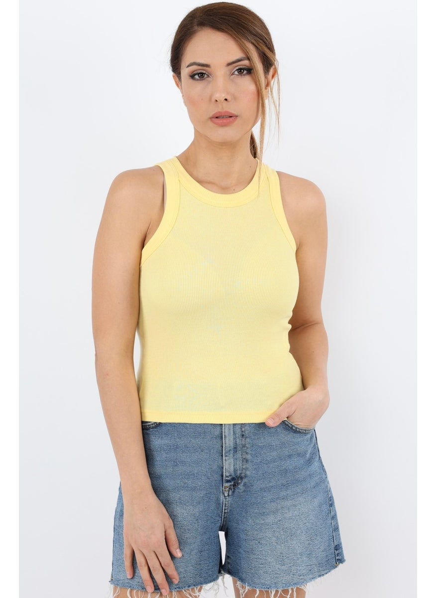Ritnice - Women's Premium Texture Yellow Ribbed Cotton Undershirt - Image 1