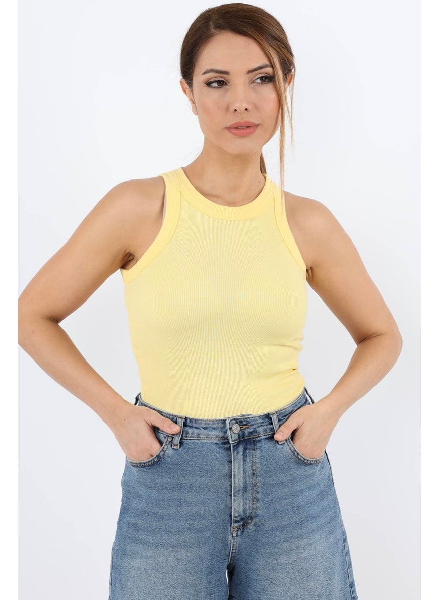 Ritnice - Women's Premium Texture Yellow Ribbed Cotton Undershirt - Image 1
