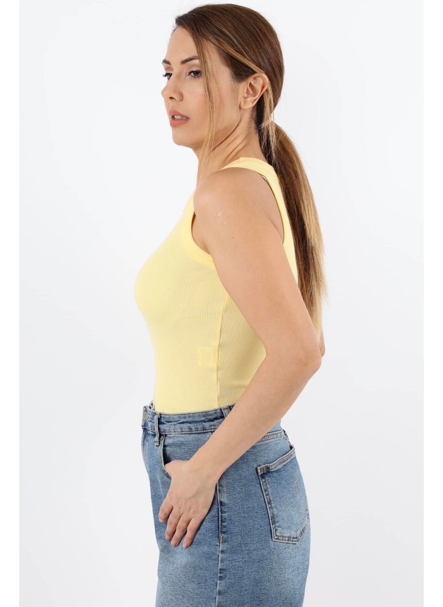 Ritnice - Women's Premium Texture Yellow Ribbed Cotton Undershirt - Image 1