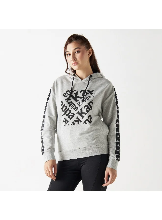 Kappa Kappa Logo Tape Detail Hoodie with Long Sleeves