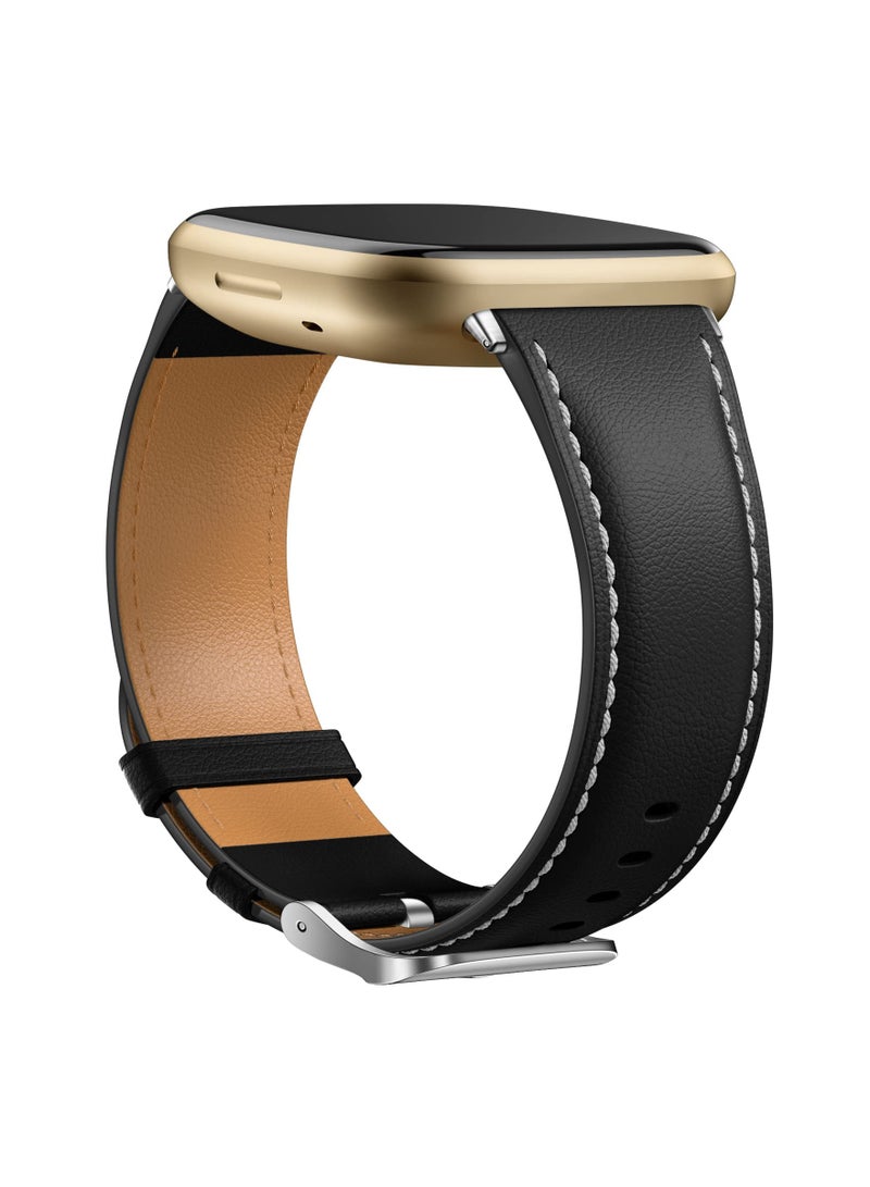 Zikra Leather Band Compatible with Fitbit Versa 3/Fitbit Versa 4 Strap/Fitbit Sense/Fitbit Sense 2 Strap, Premium Leather Strap Genuine Leather Wristband Compatible with Fitbit Versa 4/3 Sense 1/2 Strap - Image 1