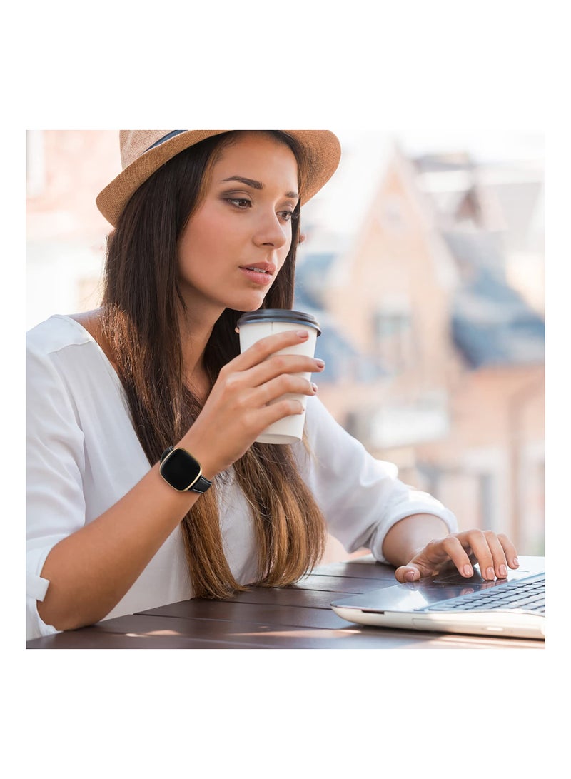 Zikra Leather Band Compatible with Fitbit Versa 3/Fitbit Versa 4 Strap/Fitbit Sense/Fitbit Sense 2 Strap, Premium Leather Strap Genuine Leather Wristband Compatible with Fitbit Versa 4/3 Sense 1/2 Strap - Image 3