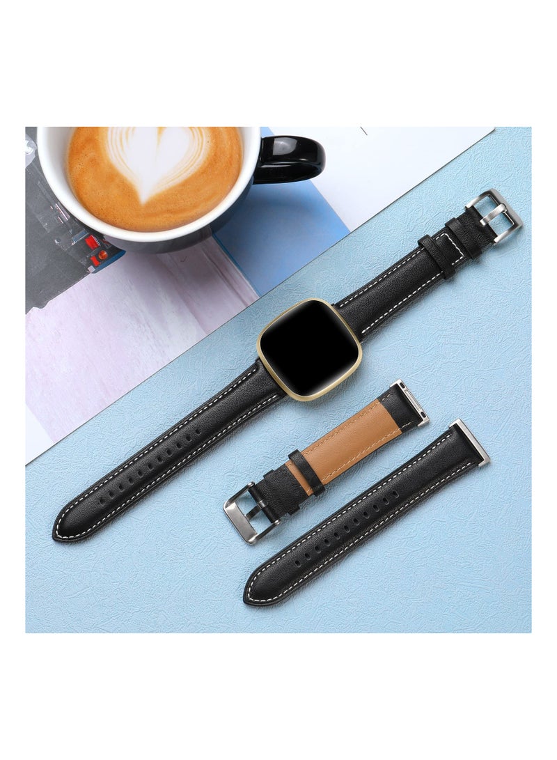 Zikra Leather Band Compatible with Fitbit Versa 3/Fitbit Versa 4 Strap/Fitbit Sense/Fitbit Sense 2 Strap, Premium Leather Strap Genuine Leather Wristband Compatible with Fitbit Versa 4/3 Sense 1/2 Strap - Image 2