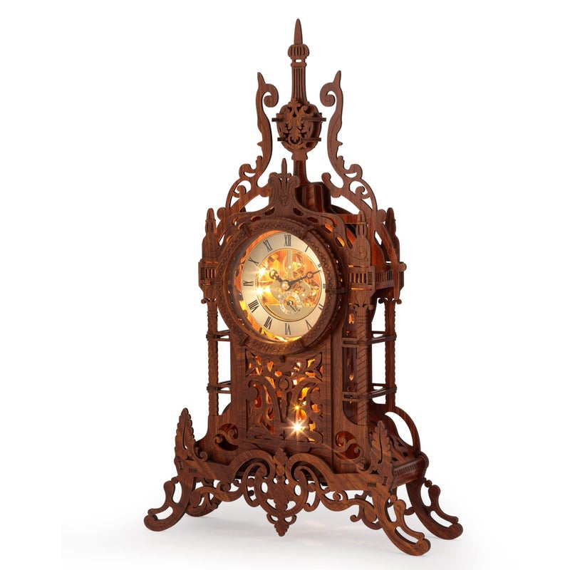 FUNPOLA LED 3D Wood Puzzle Clock Tower, 3D Puzzle Building Model, 3D Home DÃ©cor Puzzle DIY 3D Clock Kit (LED-WTC02) - Image 1