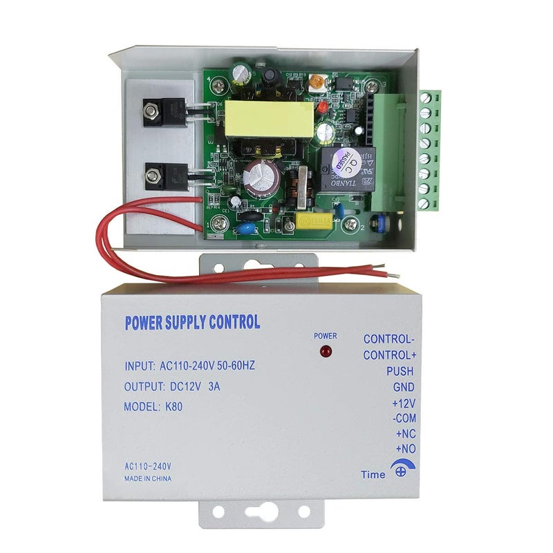 AMOCAM K80 Power Supply Control, AC 110-240V to DC 12V Power Supply for Door Access Control System, Video Doorbell, Electric Strike Lock, Bolt Lock, Magnetic Lock, Power Supply Controller - Image 3