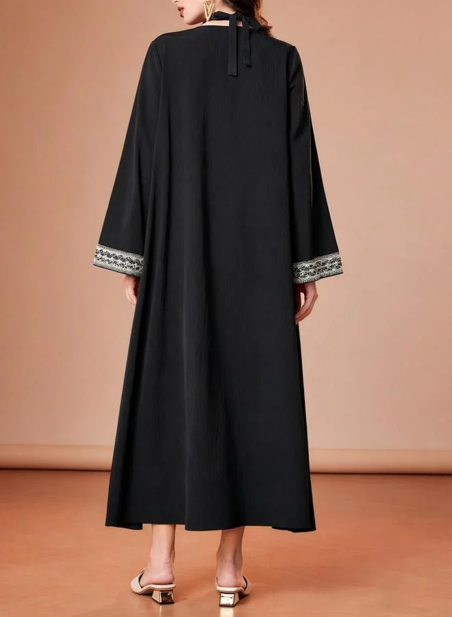 Take Two Black Black Embroidered Abaya with Dress Modest Set for Women | Best Price UAE