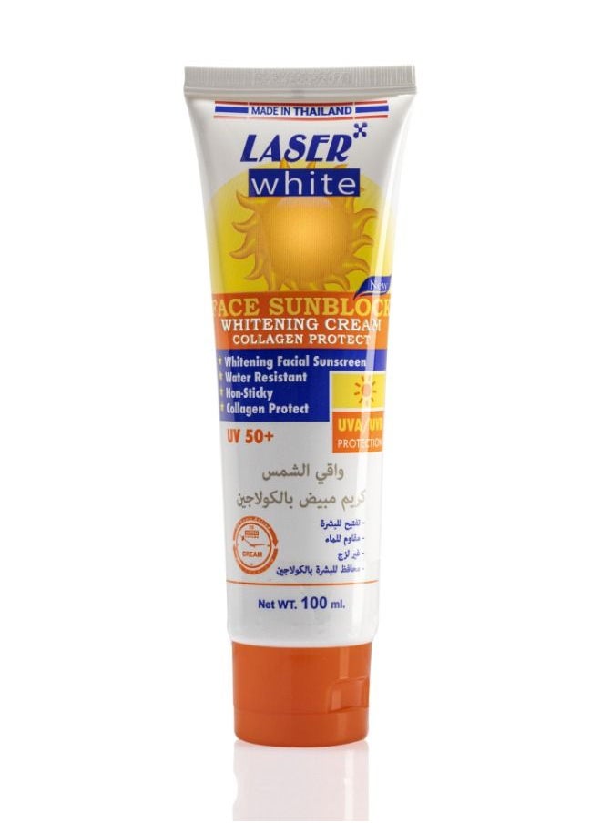 LASER WHITE - Skin Whitening Sunscreen Cream With Natural Collagen UV 50+ 100g - Image 1