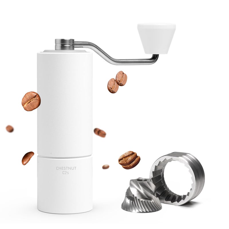 TIMEMORE Chestnut C2S Manual Coffee Grinder Capacity 25g with CNC Stainless Steel Conical Burr Internal Adjustable Setting Double Bearing Positioning Hand Grinder White - Image 2