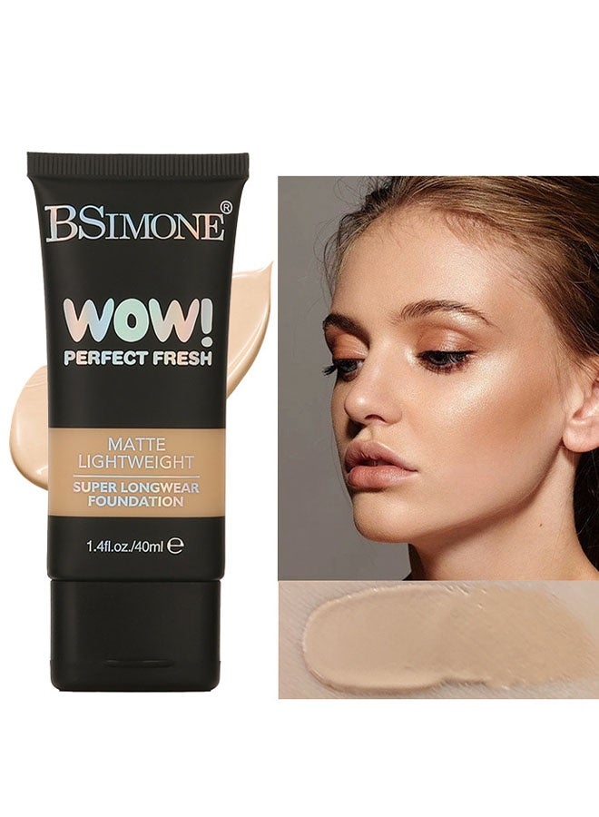 BSIMONE Matte Lighweight Super Longwear Foudation，Super Coverage Multi-Use Sculpting Concealer Matte Lightweight Foundation Super Longwear 40ml #BEIGE3 - Image 1
