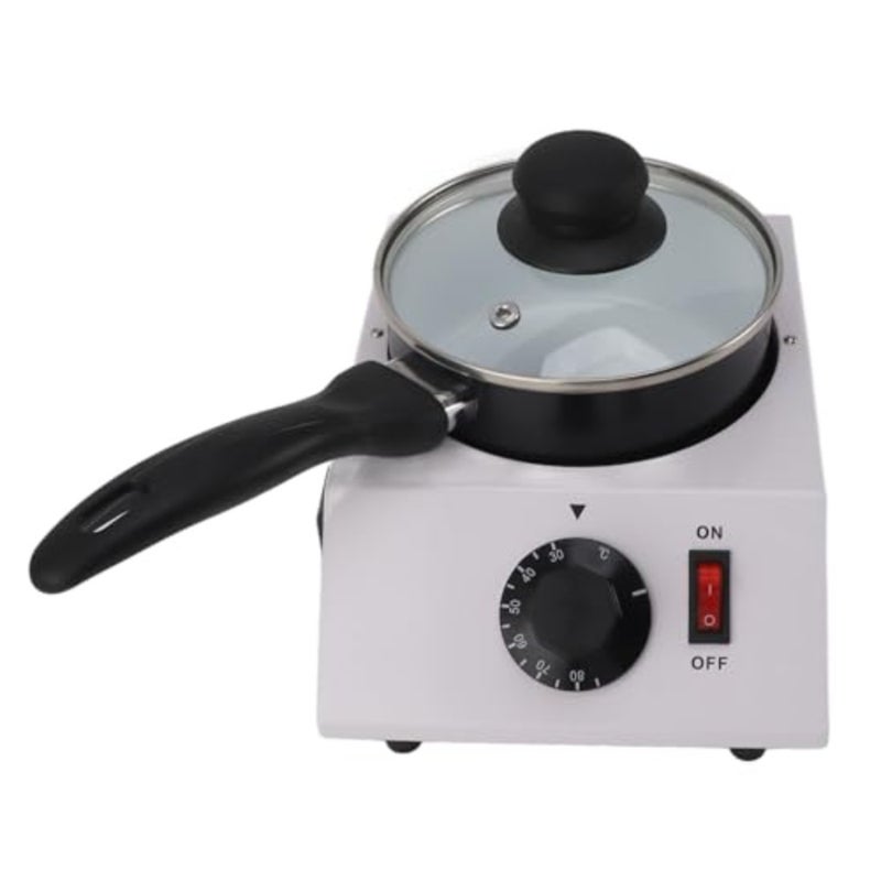 Electric chocolate melting pot for professional tempering, stainless steel body, matte black finish, precise manual temperature control, compact 3.5x3.5cm leather-shaped cutter included - Image 4