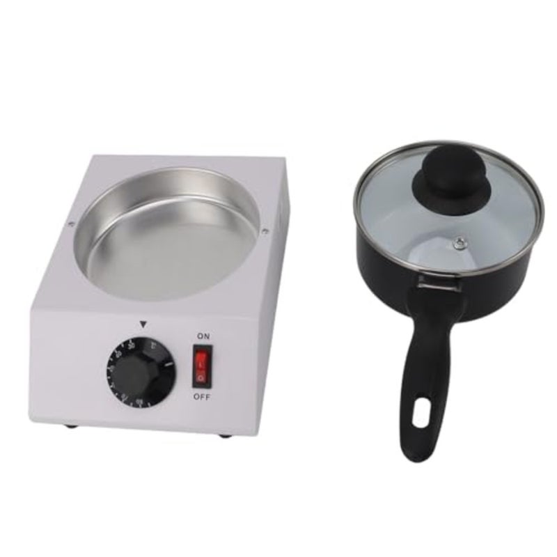 Electric chocolate melting pot for professional tempering, stainless steel body, matte black finish, precise manual temperature control, compact 3.5x3.5cm leather-shaped cutter included - Image 5