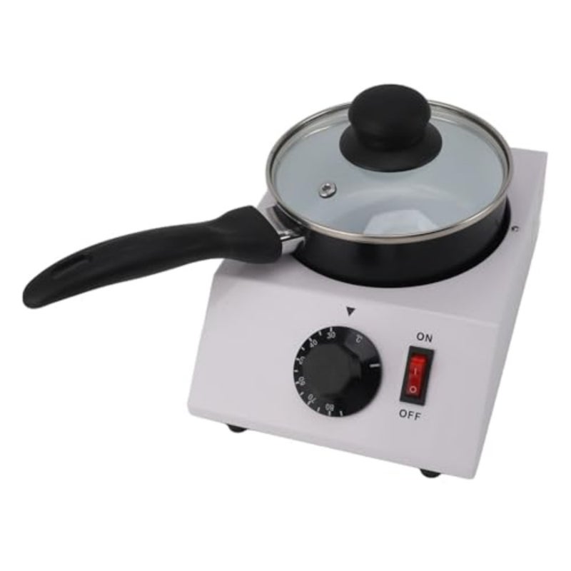 Electric chocolate melting pot for professional tempering, stainless steel body, matte black finish, precise manual temperature control, compact 3.5x3.5cm leather-shaped cutter included - Image 2