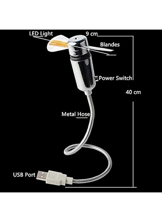 Portable USB Fan with Clock and LED Light Display for Laptop Office Home Travels - 90mm Mini Gooseneck Fan Powered by USB - Image 4