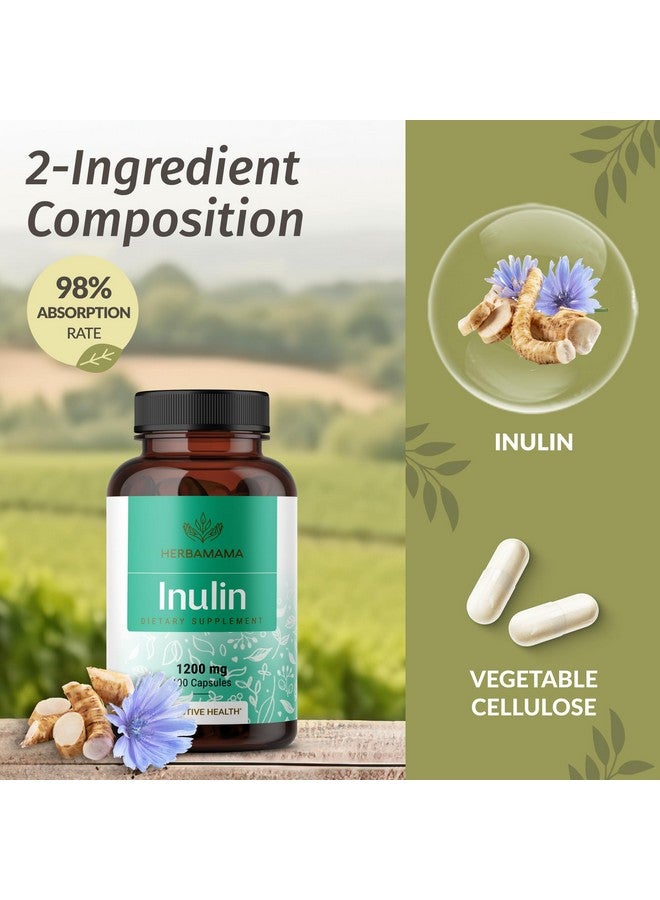 HERBAMAMA HERBAMAMA Inulin Powder Capsules 1200mg - Digestive Support & Gut Cleanse with Inulin Prebiotic Fiber - Vegan, Non-GMO Chicory Root Powder Supplement, 100 Caps, 16-Day Supply - Image 4