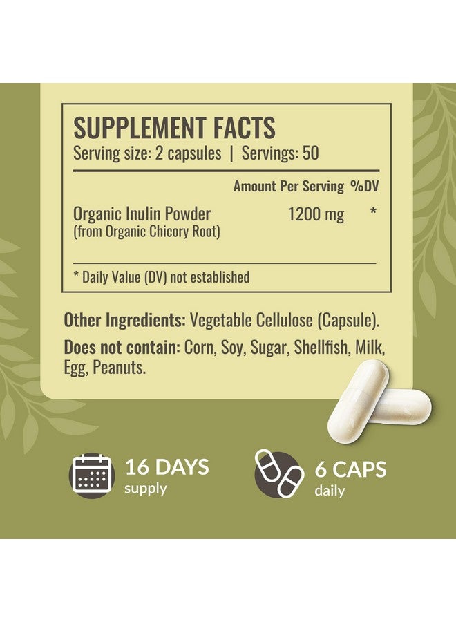 HERBAMAMA HERBAMAMA Inulin Powder Capsules 1200mg - Digestive Support & Gut Cleanse with Inulin Prebiotic Fiber - Vegan, Non-GMO Chicory Root Powder Supplement, 100 Caps, 16-Day Supply - Image 3