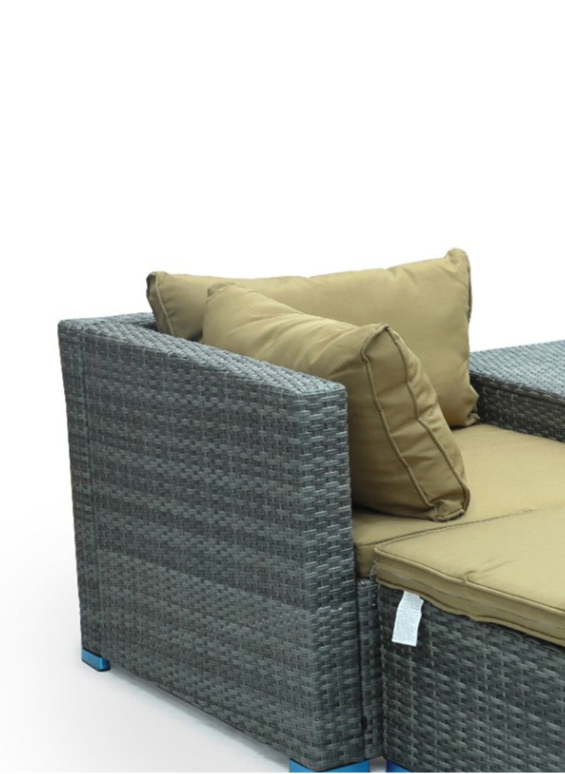 Generic Empire Furniture Garden Lounge Set 5 Piece with Cushions Outdoor  Patio Sofa Balcony Set Coffee Table Yard Lounge Bench Poly Rattan Grey & Cushion Golden  - Image 4