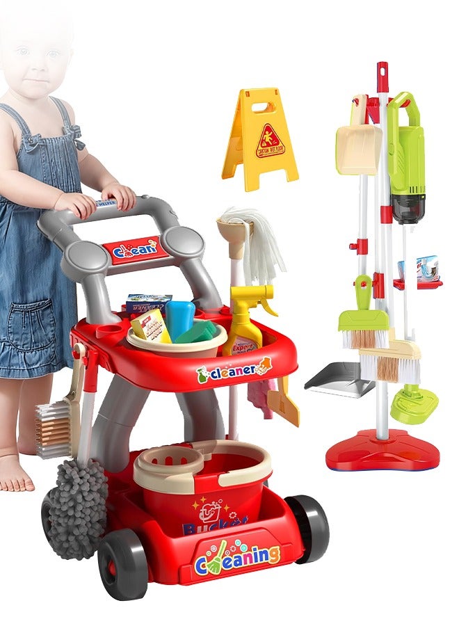 Forthcan Kids Cleaning Set 19PCS, Pretend Play Housekeeping Toys with Broom Mop Bucket Brushes and Cleaning Tools, Educational Role Play Gift for Toddlers Girls Boys Ages 3-6 - Image 1