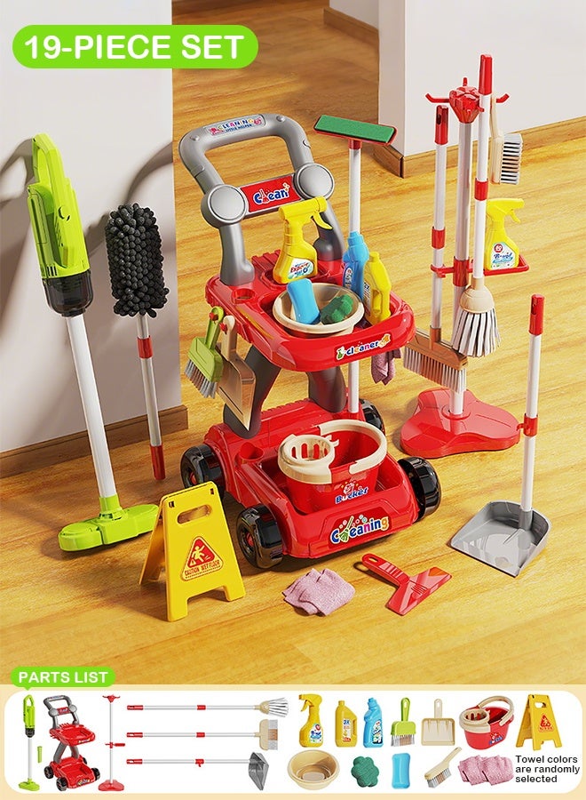 Forthcan Kids Cleaning Set 19PCS, Pretend Play Housekeeping Toys with Broom Mop Bucket Brushes and Cleaning Tools, Educational Role Play Gift for Toddlers Girls Boys Ages 3-6 - Image 2