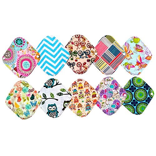 JOBEBE 10PCS 8 Inch Reusable Washable Menstrual Pads Sanitary Pads Panty Liner - Image 2