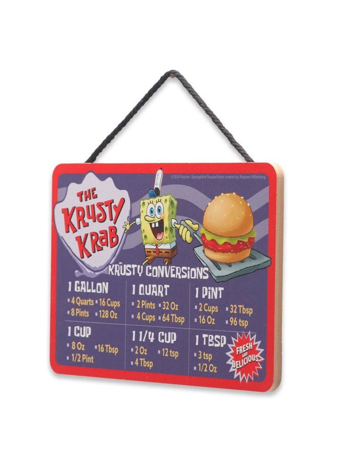 Open Road Brands SpongeBob SquarePants The Krusty Krab Kitchen Hanging Wood Measuring Sign - Fun Krusty Krab Kitchen Conversion Chart for Home - Image 2