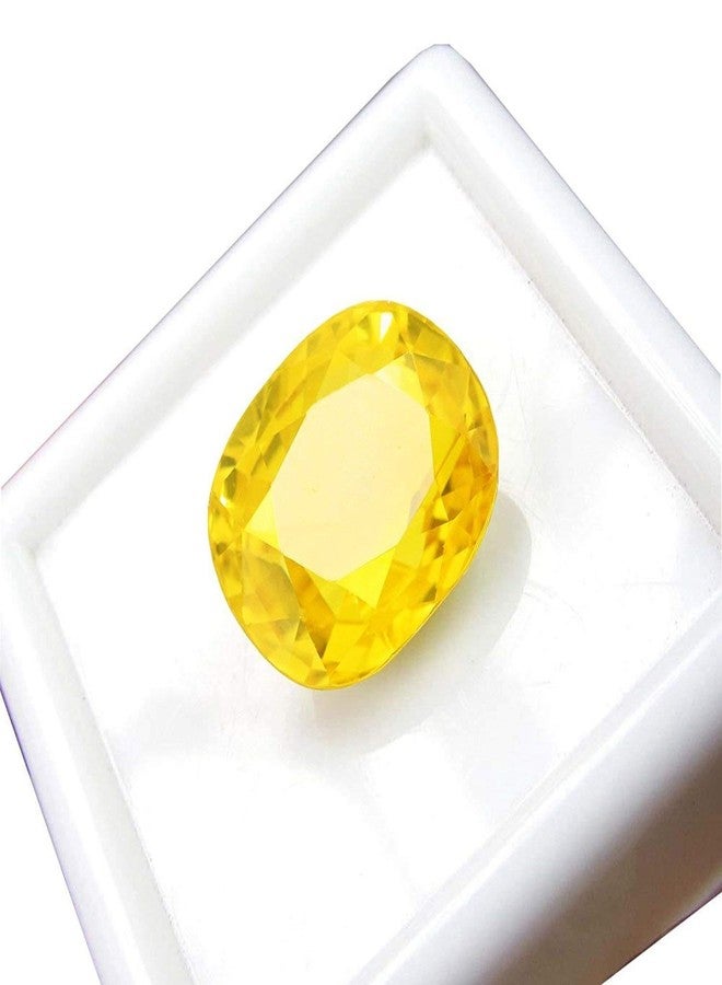 GEMS RIVER 6.00 Carat Cultured Yellow Sapphire Gemstone Certified Cultured Pukhraj Stone Lab Tested Astrological Purpose Pushparaag Stone Ceylon (B75) - Image 1