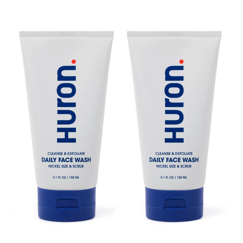 Huron Menâ€™s Face Wash - Daily Deep Facial Cleanser & Mild Exfoliator - Cleans, Conditions, & Hydrates Skin - Subtle Energizing Scent - Vegan, Sulfate-Free - 5.1 Oz - Image 1