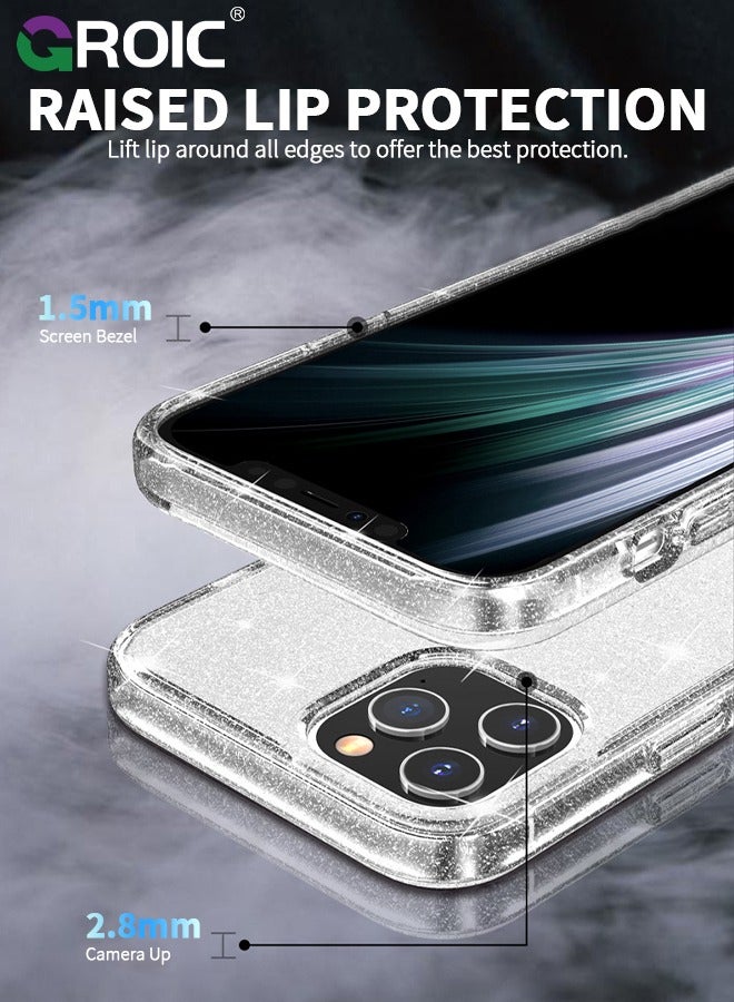 GROIC Compatible with iPhone 15 Pro Case Glitter, with 3X Screen Protector + 3X Camera Lens Protector,Clear Sparkle Slim Shockproof Phone Shell,Soft TPU Bumper Cover for iPhone 15 Pro 6.1 Inch - Image 4