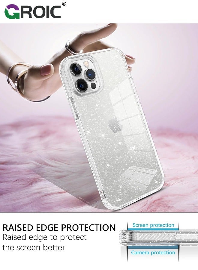 GROIC Compatible with iPhone 15 Pro Case Glitter, with 3X Screen Protector + 3X Camera Lens Protector,Clear Sparkle Slim Shockproof Phone Shell,Soft TPU Bumper Cover for iPhone 15 Pro 6.1 Inch - Image 5