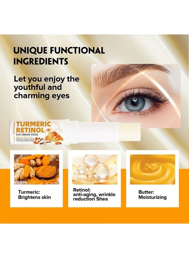 SAUVASINE Turmeric Retinol Eye Cream Stick- For Dark Circle Puffiness Eye Bags And Fine Lines Turmeric Retinol Eye Cream Eye Brightener Stick Under Eye Cream For Anti Aging Improve Eye Skin  - Image 1
