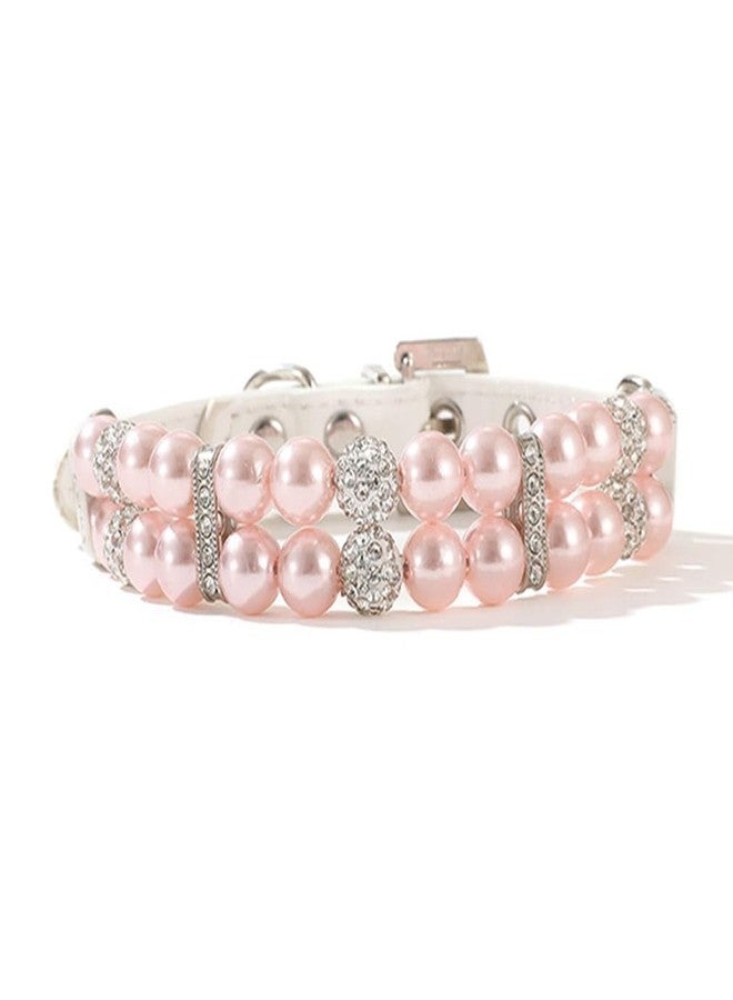cyhaen Pearl Dog Collars, Bling Pearl Cat Collar ，Fancy XXS Dog Colalr Pink Puppy Collar Girl for Female Dogs for Xs S M Pet,XXS - Image 5
