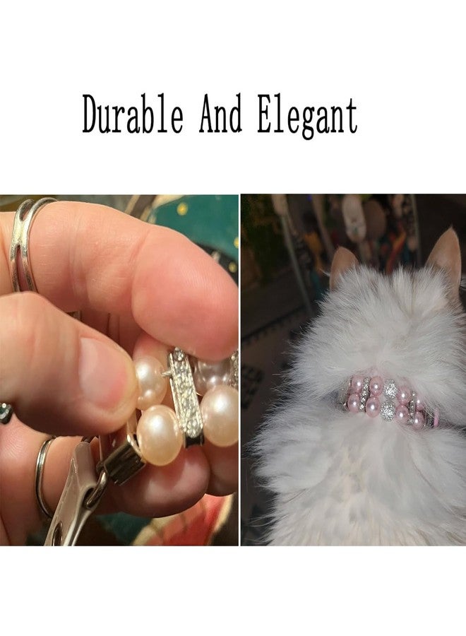 cyhaen Pearl Dog Collars, Bling Pearl Cat Collar ，Fancy XXS Dog Colalr Pink Puppy Collar Girl for Female Dogs for Xs S M Pet,XXS - Image 4