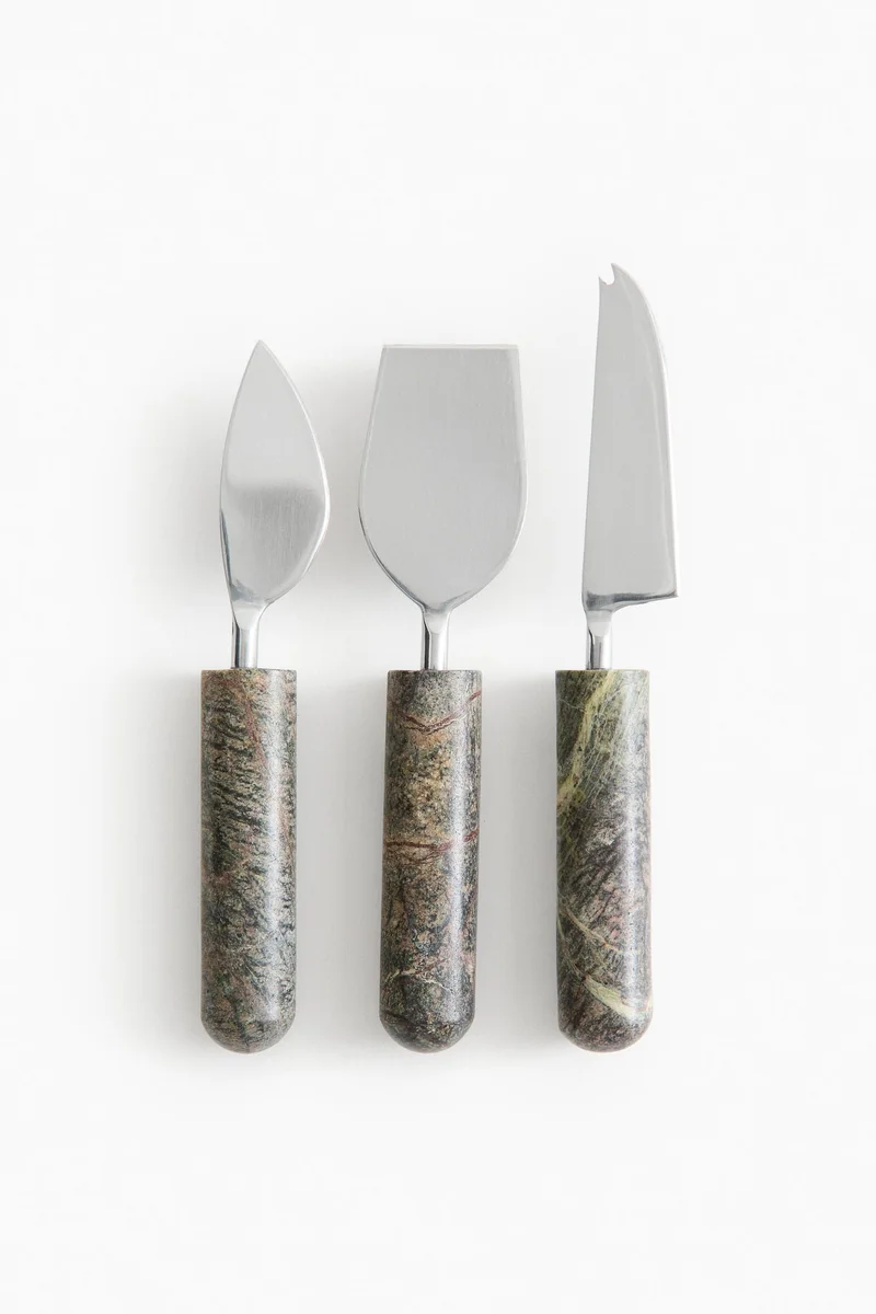 H&M 3-piece marble cheese knife set