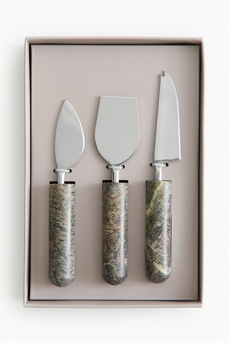 H&M 3-piece marble cheese knife set