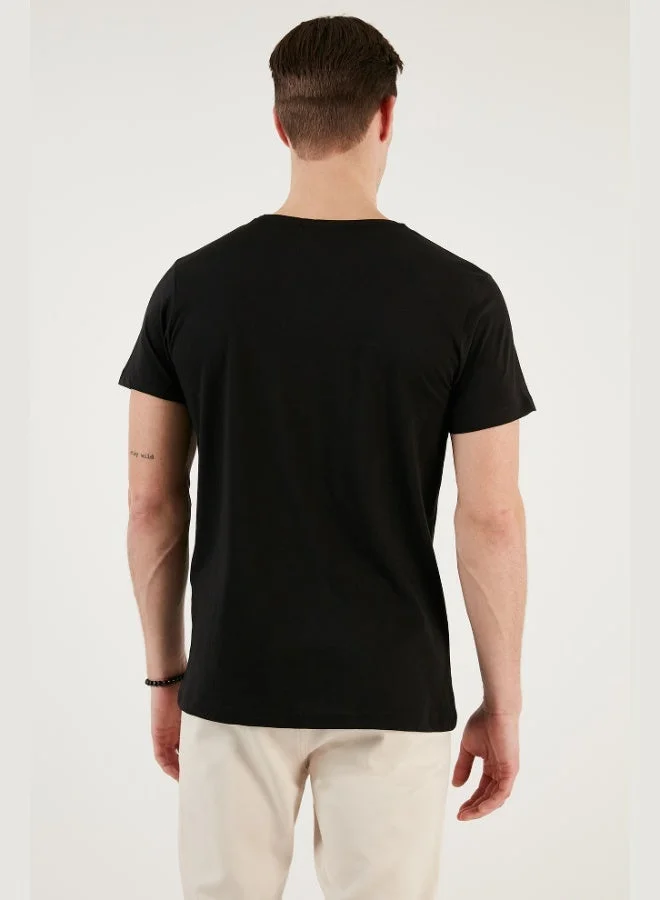 Buratti  Buratti Printed Crew Neck 100% Cotton Slim Fit T-Shirt Men's T-SHIRT 541GET for Men | Best Price UAE