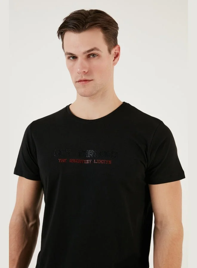 Buratti  Buratti Printed Crew Neck 100% Cotton Slim Fit T-Shirt Men's T-SHIRT 541GET for Men | Best Price UAE