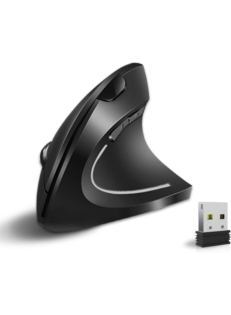 Microware Rechargeable 2.4ghz Wireless Vertical Ergonomic Mouse 800-1600 Dpi Optical Mouse 6 Buttons and Portable Office Gaming Cordless Mice with A USB Receiver for Pc Computer Laptop for Right Hand - Image 1