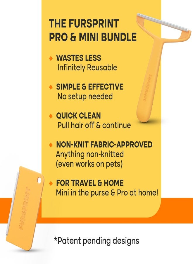Fursprint Pro & Mini Tool Bundle: Reusable & Pocketable Cat & Dog Hair Remover with Dual-Sided Multi-Fabric, Perfect for Furniture & Car Detailing - Value Brand by Uproot Cleaner Pro Pet Hair Remover - Image 4