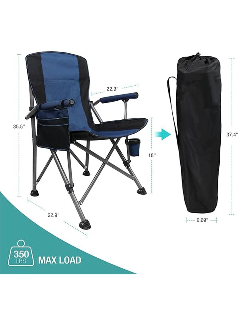 TAPIT Folding Camping Chair with Cup Holder and Storage Bag Heavy Duty Support 300 LBS Oversized Collapsible Portable Camping Chair for Outdoor Camp Picnic Travel Fishing (Blue) - Image 3