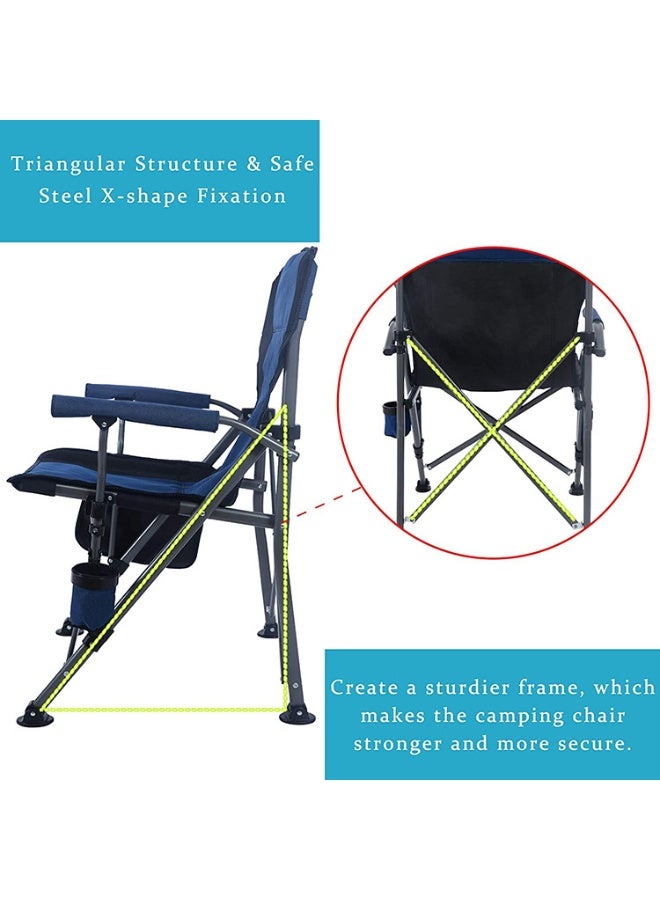 TAPIT Folding Camping Chair with Cup Holder and Storage Bag Heavy Duty Support 300 LBS Oversized Collapsible Portable Camping Chair for Outdoor Camp Picnic Travel Fishing (Blue) - Image 5