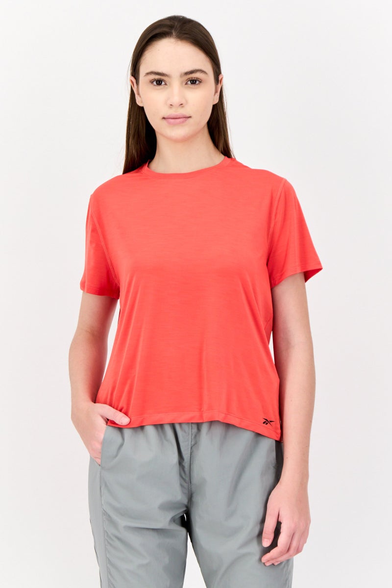 Reebok Women Sportswear Fit Short Sleeve Outdoor Top, Orange - Image 1